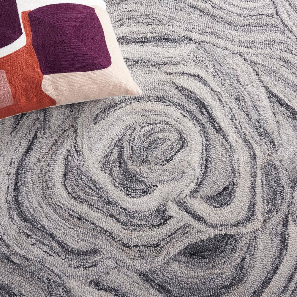 Handmade Tufted Dark Grey and Black Abstract Wool Rug