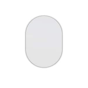 20 in. W x 28 in. H Stainless Steel Framed Pill Shape Bathroom Vanity Mirror in White