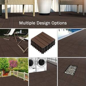 1 ft. W x 1 ft. L 6 Patio Tiles Woodgrain Wood/Polypropylene Interlocking Deck Tile Flooring in Mocha