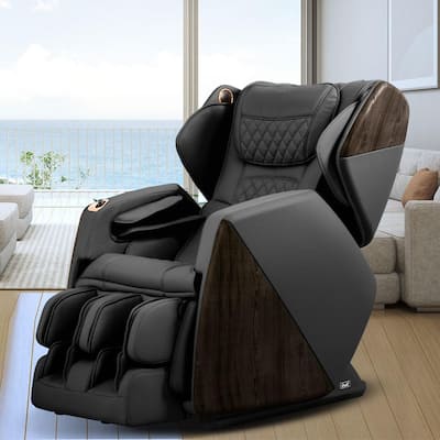 Pro Series Soho Black Faux Leather Reclining Massage Chair with Bluetooth Speakers and 4D Massage