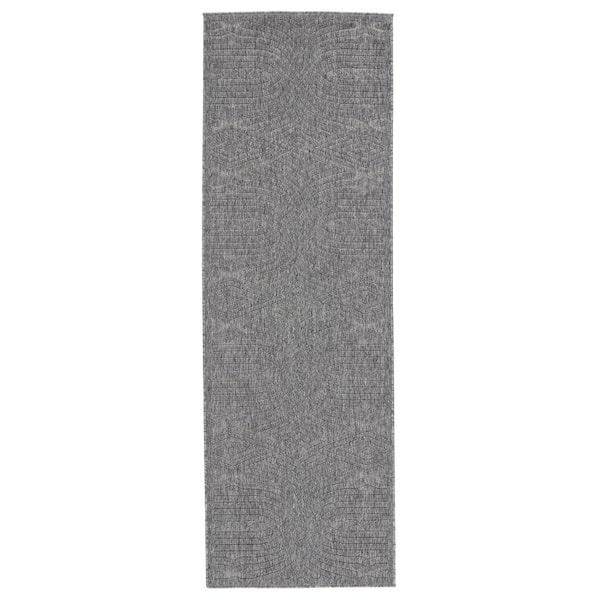 Nikki Chu Ekon Gray 2 ft. 8 in. x 8 ft. Trellis Indoor/Outdoor Runner Rug