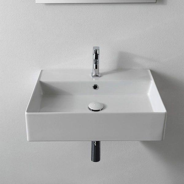 Teorema Wall Mounted Bathroom Sink in White