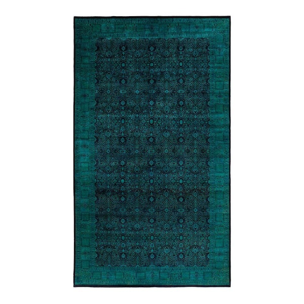 Overdyed Blue 10 ft. x 18 ft. Solid Wool Indoor Area Rug