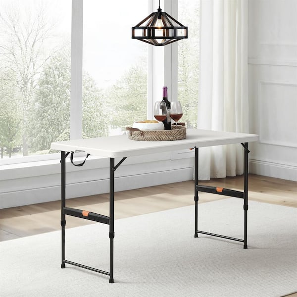THE ONE HAND MINI TABLE オプションパーツ付き HDX 4 ft. Almond Resin Top Single Hand Adjustable Height Indoor