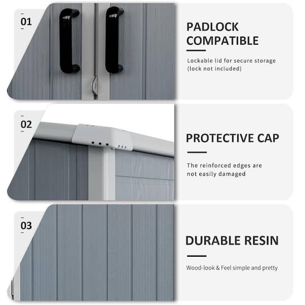 Gray 5 ft. W x 3 ft. D Plastic Outdoor Waterproof Storage Shed