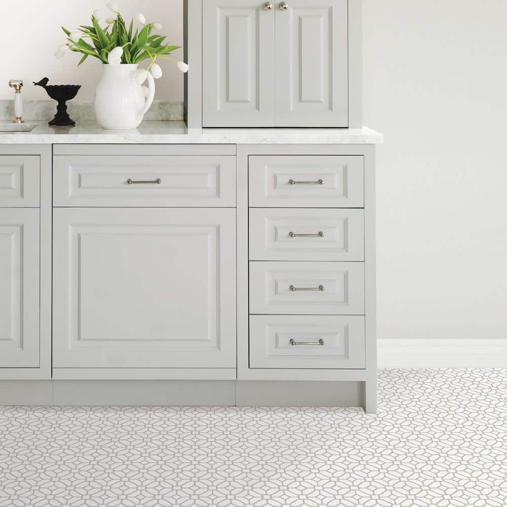 Lattice White and Gray 12'' x 12'' Peel and Stick Vinyl Floor Tiles
