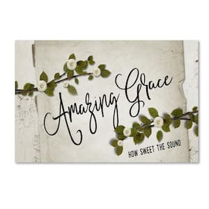 12 in. x 19 in. Amazing Grace Floral by Marcee Duggar Floater Frame Typography Wall Art