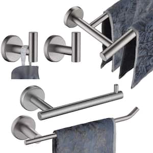 5-Piece Bath Hardware Set with 24 in. Towel Bar & 9 in. Hand Towel Bar Included, Wall Mounting Hardware in Brushed Steel