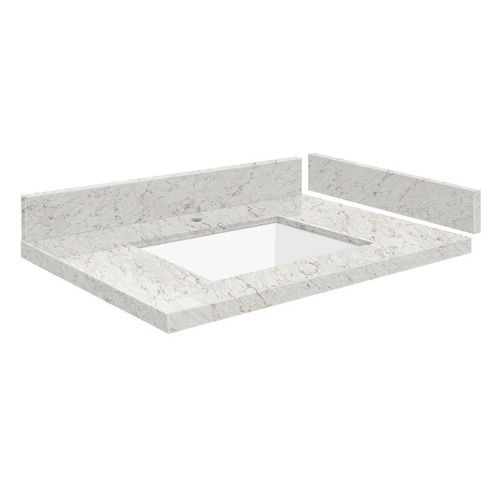 Transolid Silestone 27.75 in. W x 22.25 in. D Quartz Vanity Top in Lusso with White Rectangular Single Sink -  608197294938