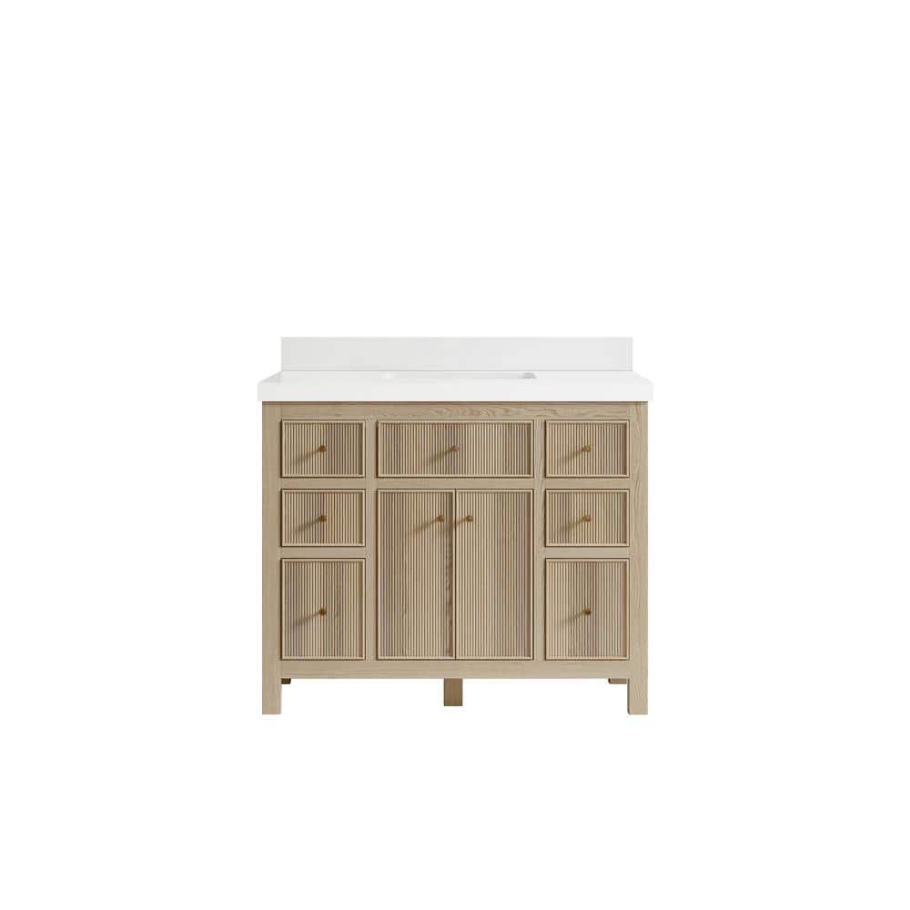 Sonoma Oak 42 in. W x 22 in. D x 36 in. H Bath Vanity in White Oak with 2 in. White Quartz Top price history on PriceWatchPro