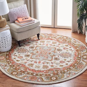 Trace Ivory/Red 6 ft. x 6 ft. Persian Round Area Rug