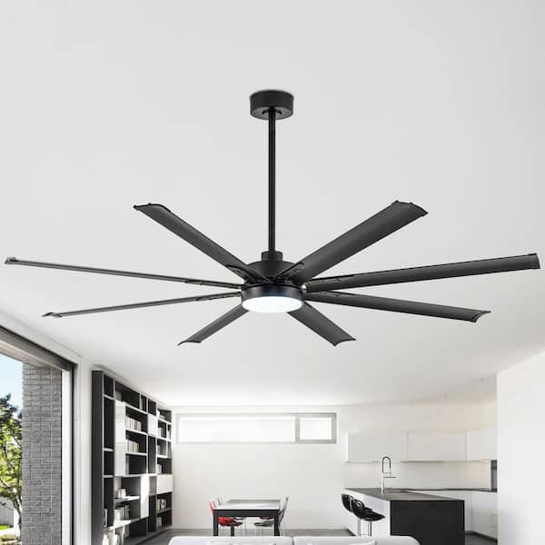 Vincent 72 in. Integrated LED Indoor Windmill Blade Black Ceiling Fans with Light and Remote Control Included