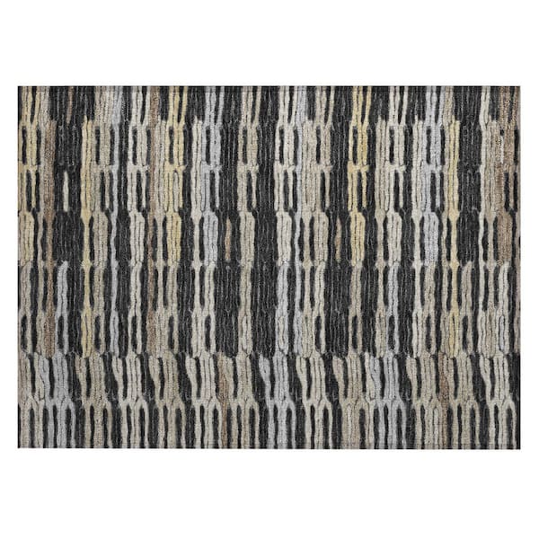 Chantille Machine Washable Indoor/Outdoor Abstract ACN3114 Black 2 ft. x 3 ft. Accent Rug