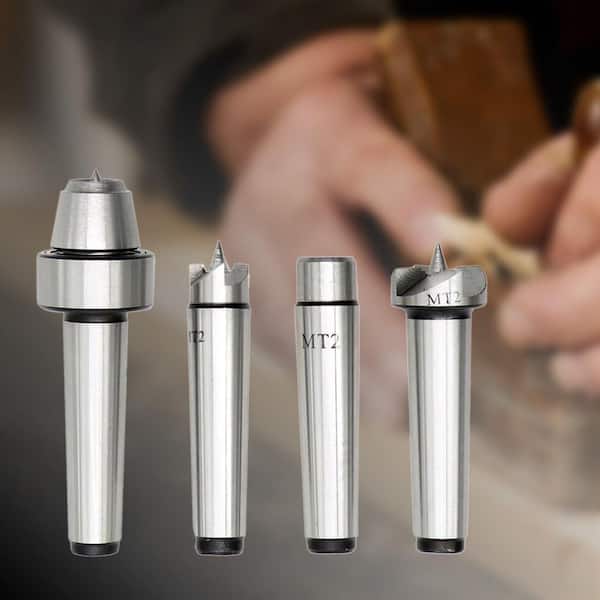 4pcs MT1 Wood Lathe Live Center And Drive Spur Cup MT1 Arbor With Wooden Case