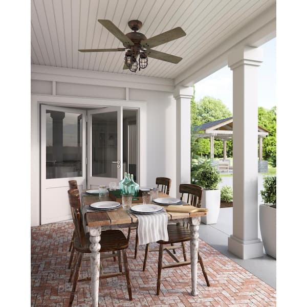 Hunter Port Isabel 52 In Indoor Outdoor Weathered Copper Ceiling Fan With Light Kit 51528 The