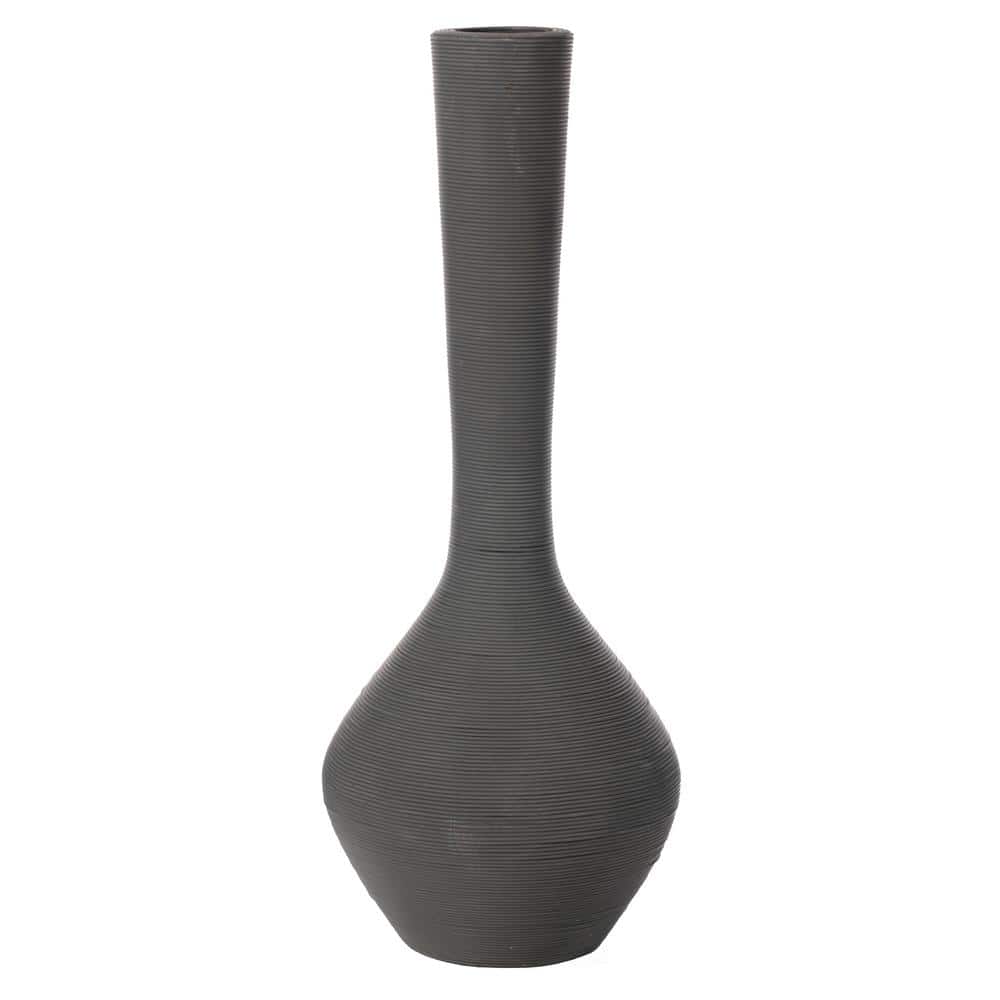 Charcoal Gray Twisted Cord Accent Plastic Floor Vase