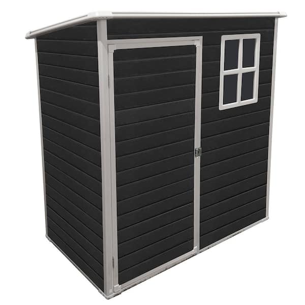Unbranded Black 5 ft. W x 3 ft. D Resin Outdoor Storage Shed Kit-Perfect with Window, Lockable Door for Patio, Yard (15 sq. ft.)