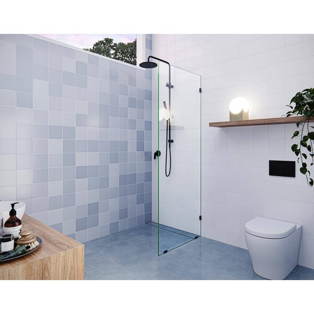 Vela 28" x 78" Matte Black Frameless Glass Shower Panel