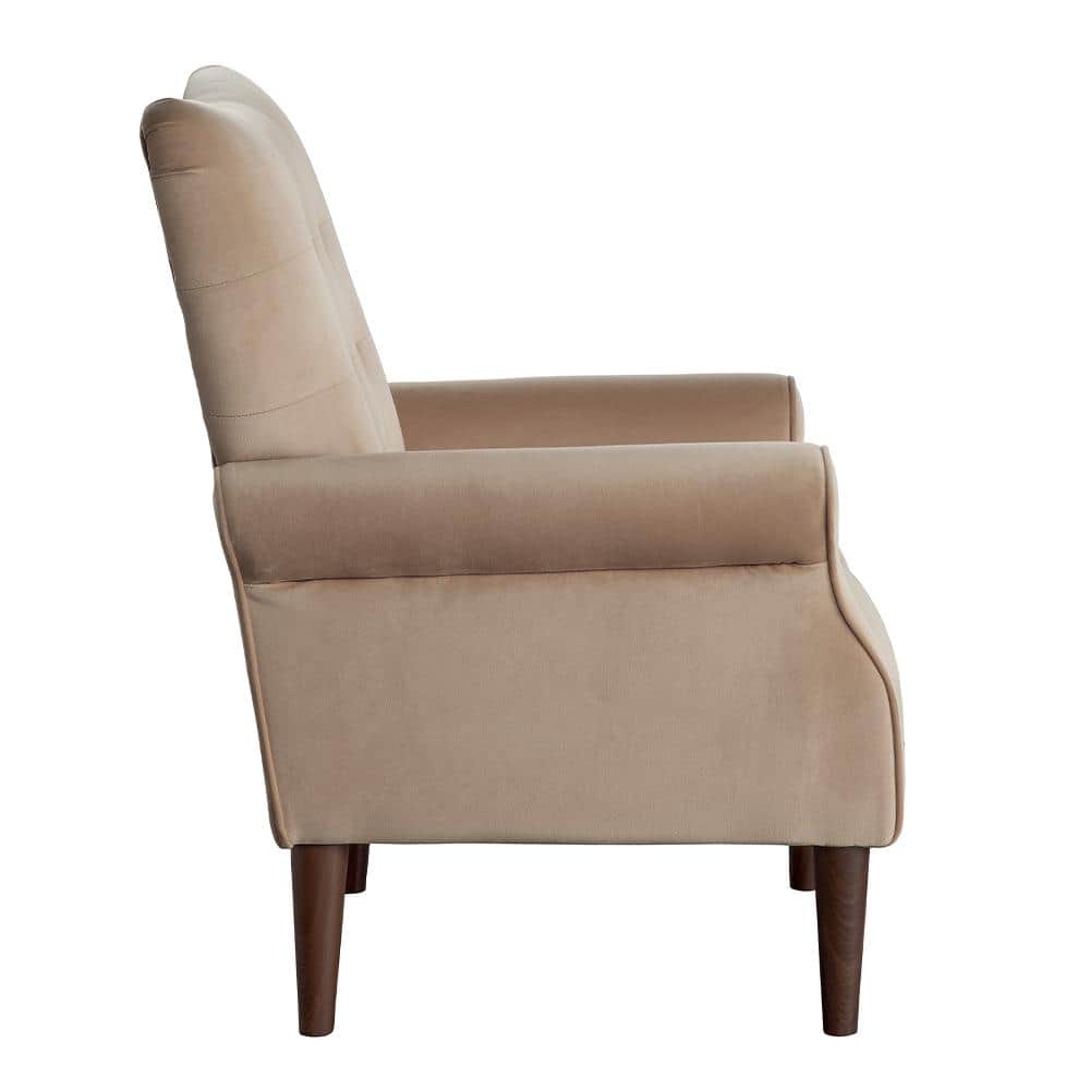 Kyrie Taupe Velvet Accent Chair with Tapered Legs