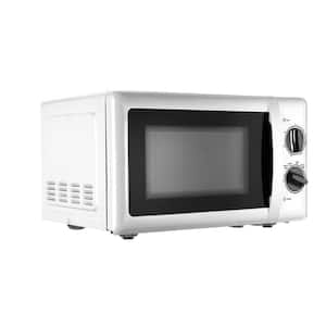 0.7 cu. ft. 17 in. Width Countertop Microwave Oven, Retro Dials Simple Mechanical Controls, 5 Power Modes, Timer -White