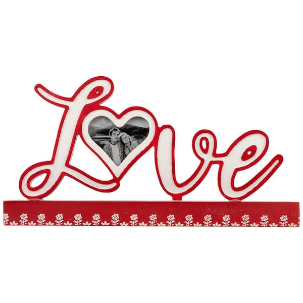 Heart and Floral "Love" Valentine's Day Photo Frame-12 in.