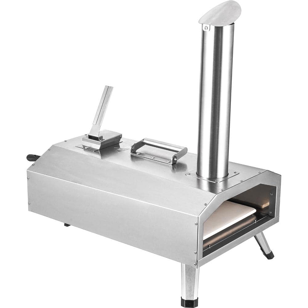 Dual Fuel Outdoor Pizza Oven 12 in., Pellet & Gas Portable Pizza Maker with Cordierite Stone, Foldable Leg