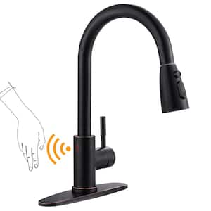 Touchless Single-Handle Pull Down Sprayer Kitchen Faucet, Smart Motion Sensor Kitchen Sink Faucet in Oil Rubbed Bronze