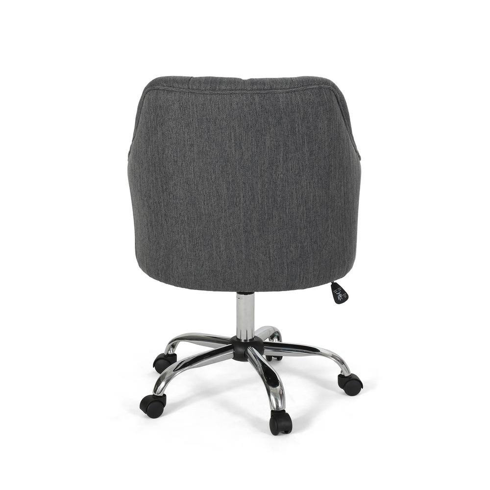 Charcoal Fabric Tufted Swivel Office Chair with Silver Chrome Base