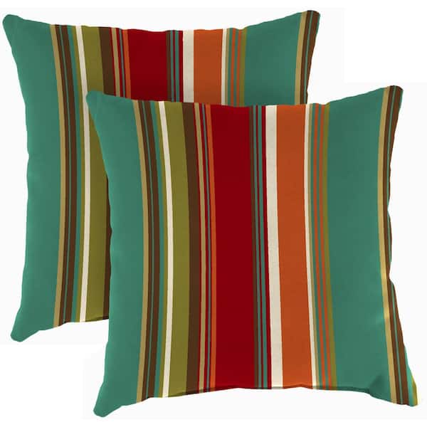 Jordan Manufacturing 18 in. L x 18 in. W x 4 in. T Outdoor Throw Pillow in Westport Teal (2-Pack)