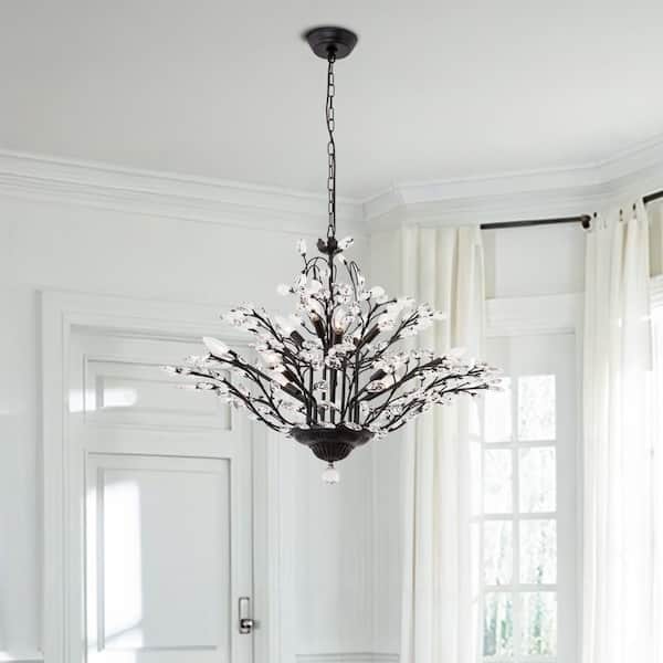 Maxax Chicago 12-Light Black Metal Branch Chandelier with