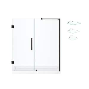 Tampa-Pro 60 in. L x 36 in. W x 75 in. H Alcove Shower Kit w/Pivot Frameless Shower Door in ORB w/Shelves and Shower Pan