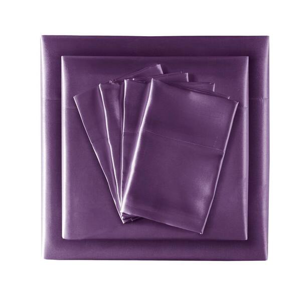 Madison Park Satin 6-Piece Purple Solid Polyester California King