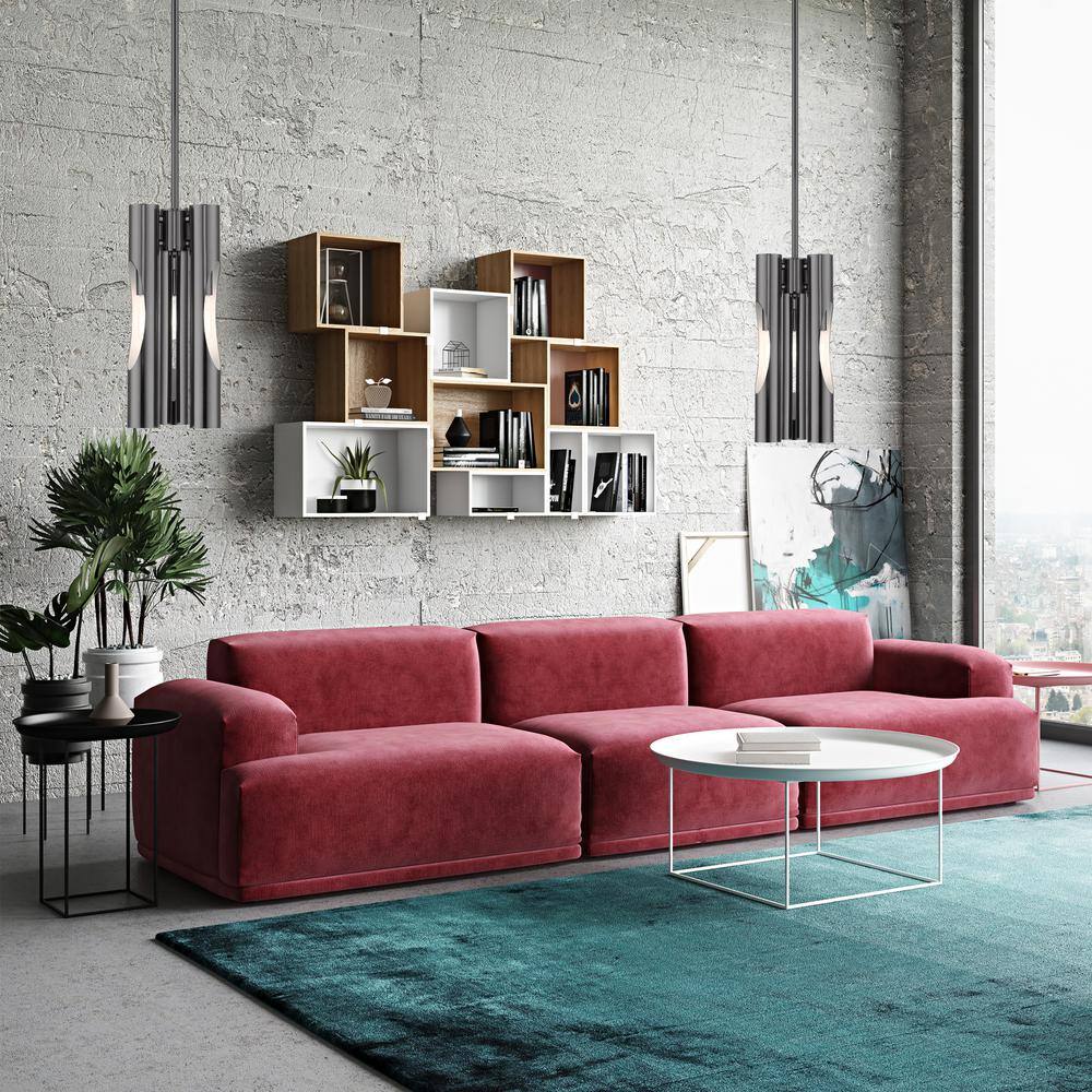 Acra Minimalist 3-Light Black Chrome Pendant Chandelier