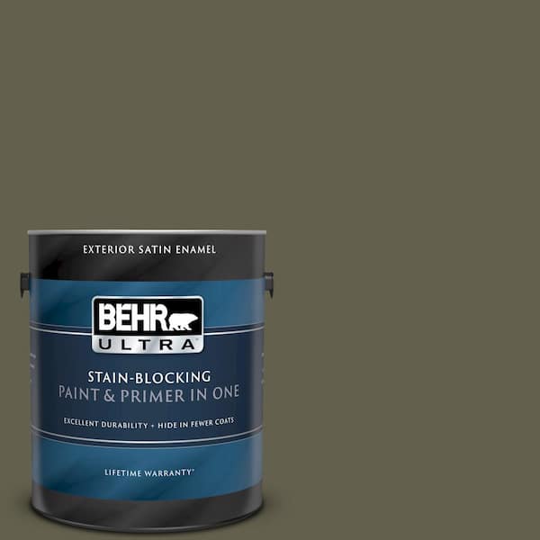 BEHR ULTRA 1 gal. #UL190-1 Ivy Topiary Satin Enamel Exterior Paint and Primer in One