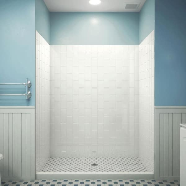 DreamLine QWALL-VS 48 in. W x 76 in. H x 41.5 in. D 4-Piece Glue-Up Acrylic Alcove Shower Backwalls in White