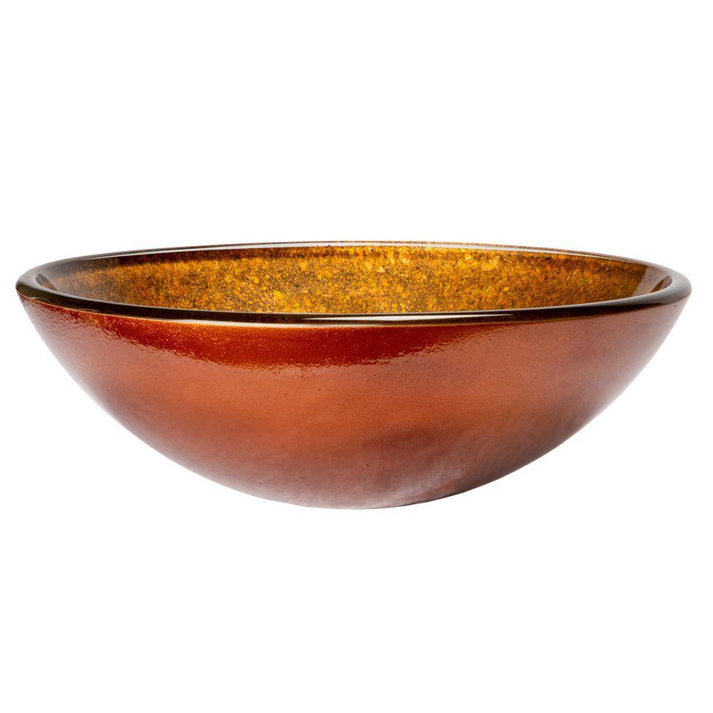 Bronze Tempered Glass Round Above-Counter Bathroom Sink