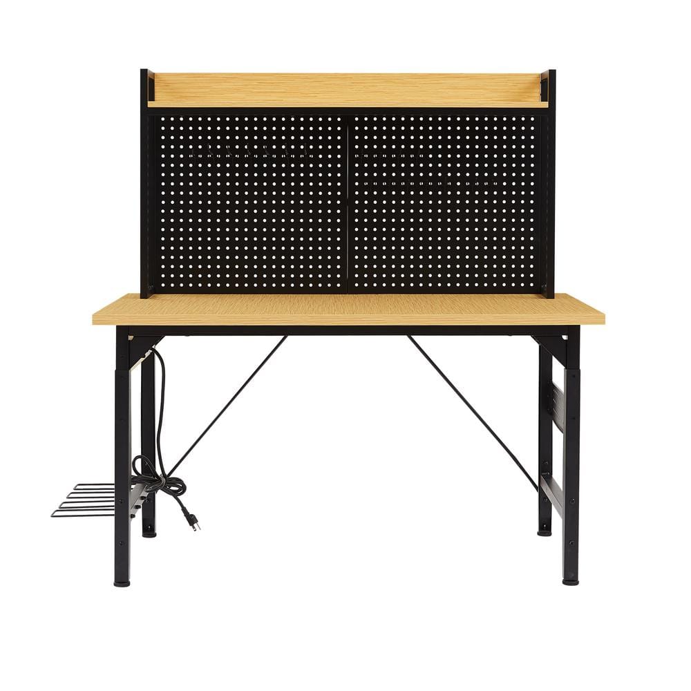 48 in. W x 24 in. D Adjustable Workbench with Pegboard, Heavy Duty Work Table with Solid Wood Top and Wheels price history on PriceWatchPro