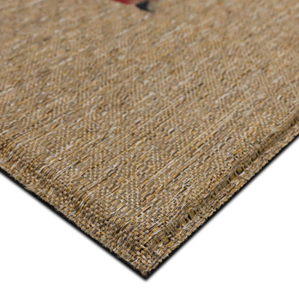 Harvest Chalk Home Beige and Red Rubber Outdoor Door Mat