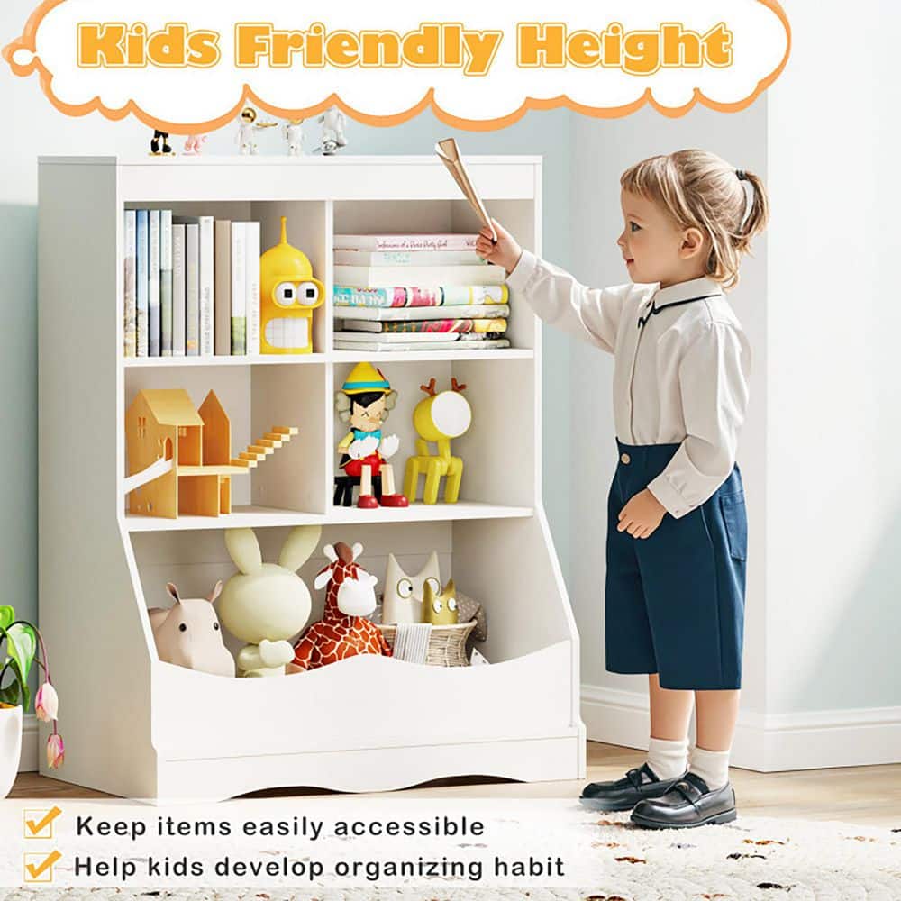 3-Tier White Children's Multi-Functional Durable Bookcase Toy Storage Bin Floor Cabinet - thumbnail 10