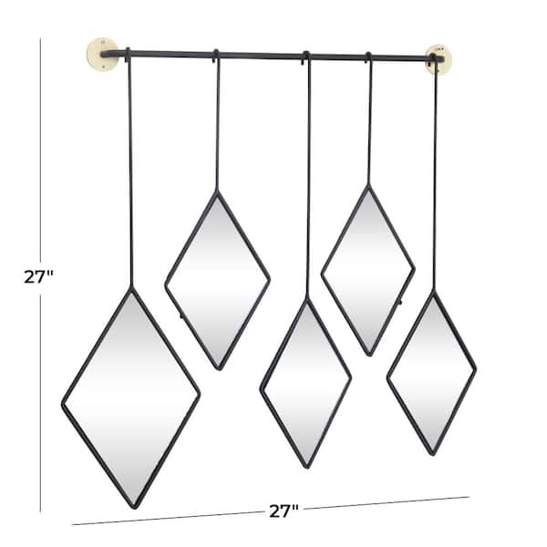 鏡 GEOMETRY WALL HANGING MIRROR Litton Lane 27 in. x 27 in. Diamond Shapes Geometric Framed Black