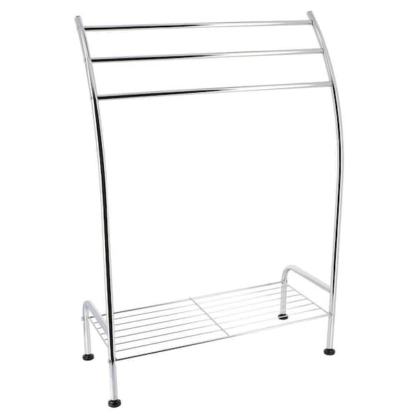 NEW & BOXED 3 ARM SWIVEL CHROME 3 TIER CHROME TOWEL RAIL STAND WEIGHTED BASE 