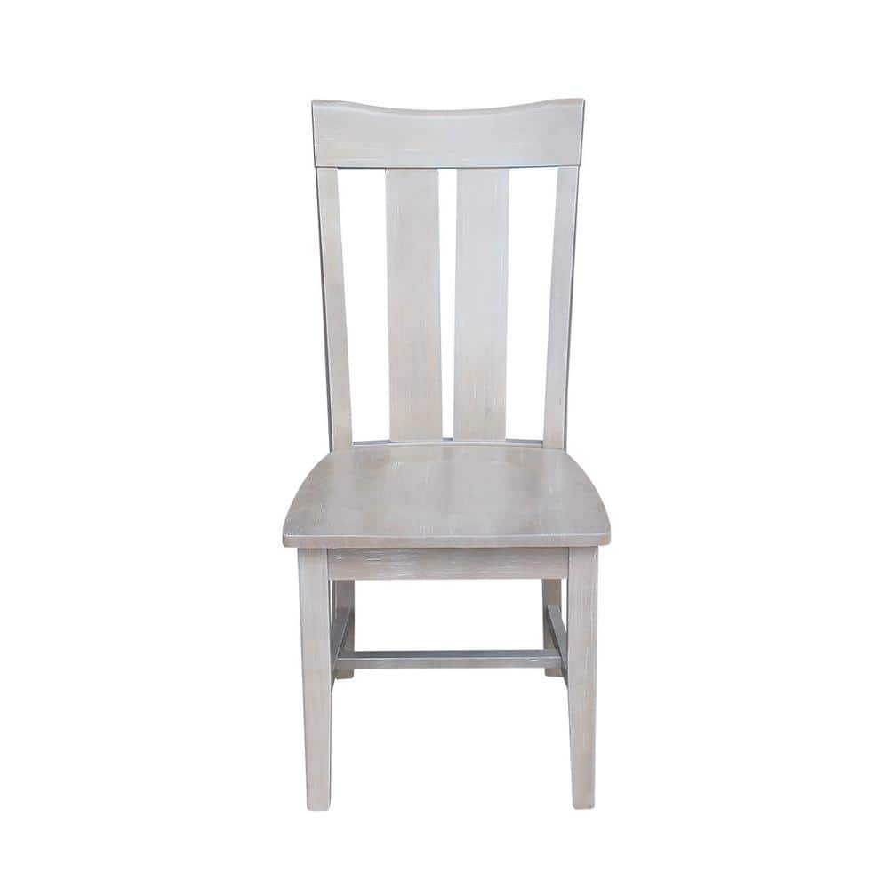 Washed Gray Taupe High Ladderback Wood Side Chair