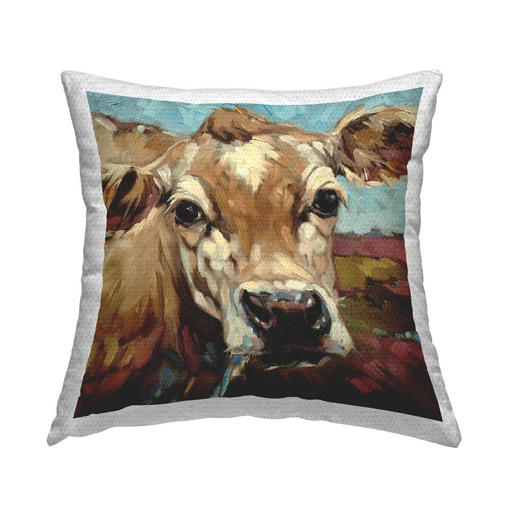 Close Up Farm Cow Face Brown Square Outdoor Throw Pillow price history on PriceWatchPro