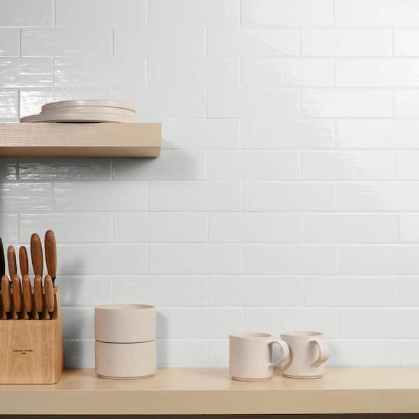 Crux Polished White 2.81 in. x 8.75 in. Polished Porcelain Subway Wall Tile (7.52 sq. ft./Case)