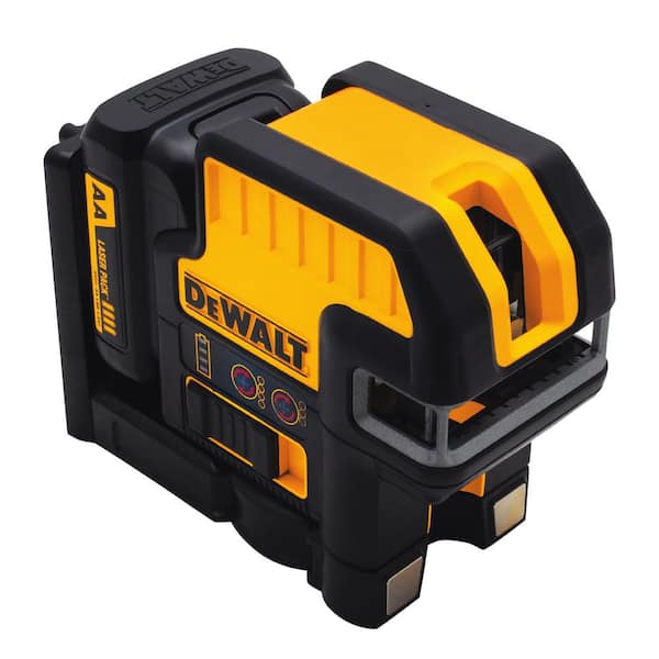 DEWALT 12V MAX Lithium-Ion 100 ft. Red Self-Leveling 5-Spot and Cross Line Laser Level with (4) AA Batteries and TSTAK Case