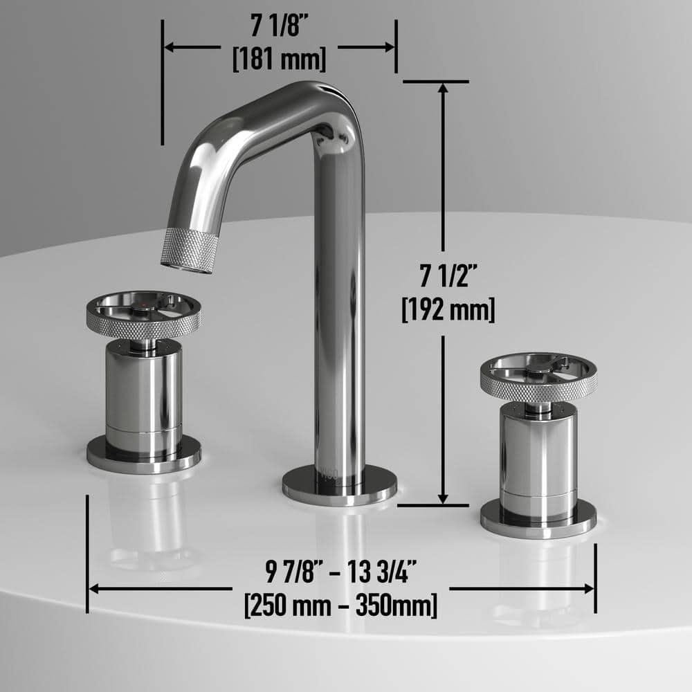 Cass Industrial-Chic Chrome Dual-Wheel Handle Widespread Bathroom Faucet