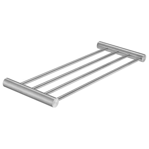 4-Bar Towel Rack Towel Shelf Wall Mounted Modern Hotel Style with Towel Bar Single Towel Rack in Brushed Nickel