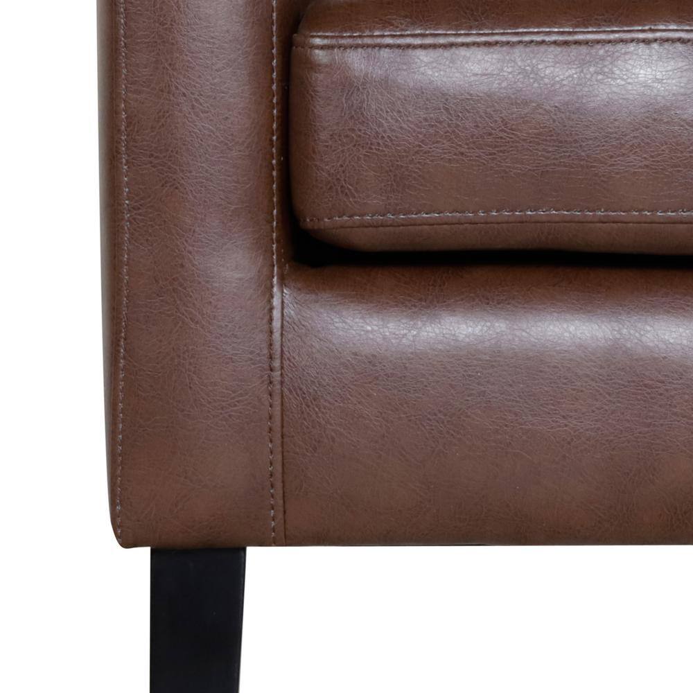 Espresso Elegance Faux Leather Square Arm Side Chair