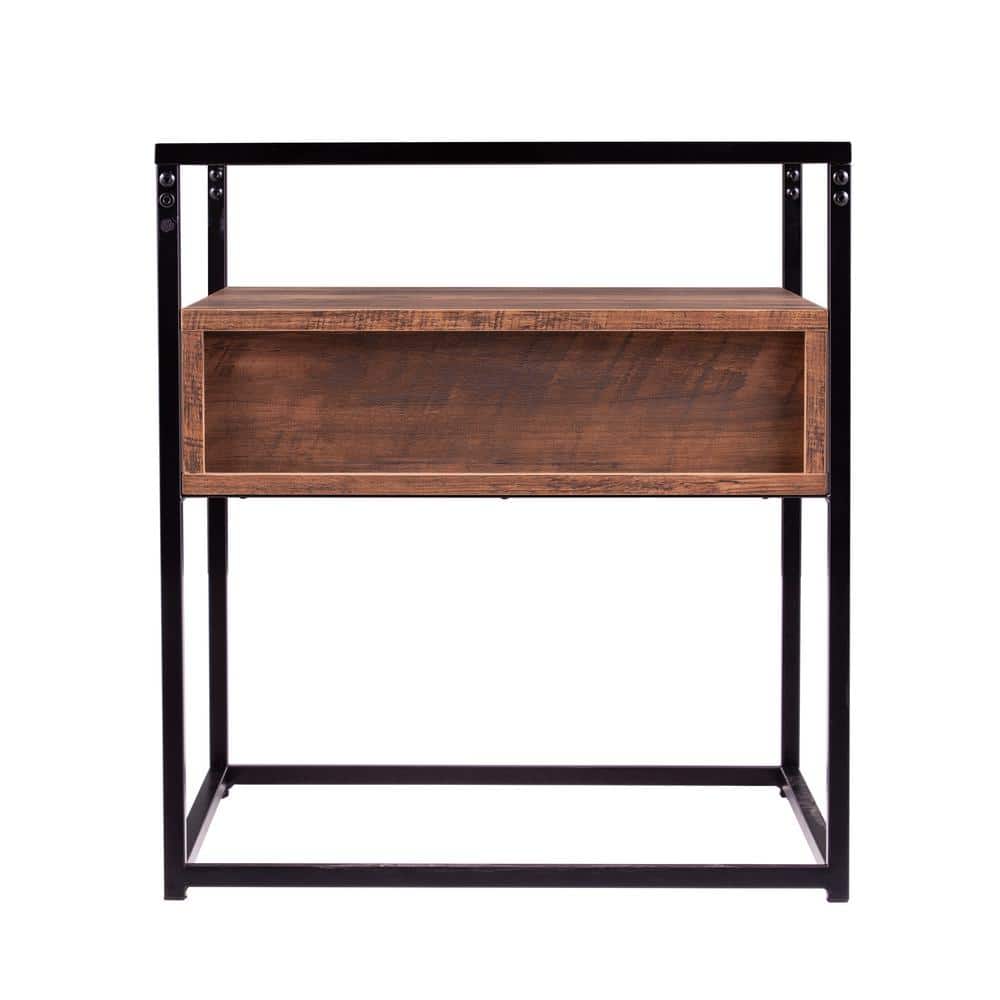 Winnifred Black and Natural Glass-Top Storage End Table - thumbnail 5