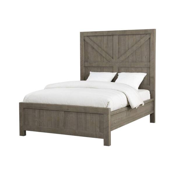 Modus Furniture Austin Light Wood Rustic Grey California King Panel Bed With Barn Door Headboard 9x13f6 The Home Depot
